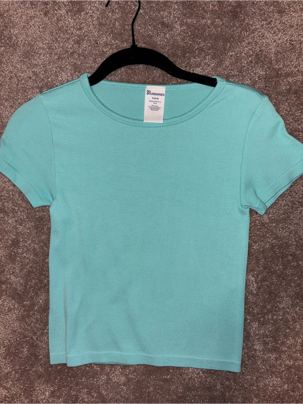 No Boundaries Aqua Crop Short Sleeve Tee